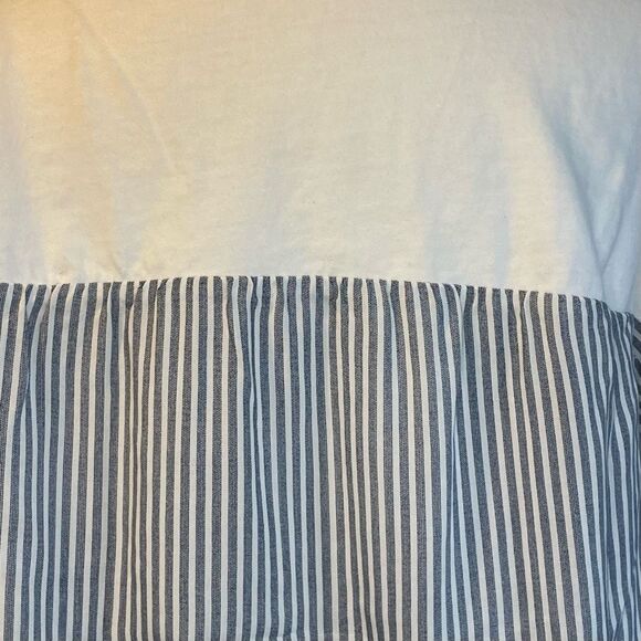 Zara Cotton Striped Blouse Blue White Knit Crewneck Long Sleeve S - Picture 5 of 6